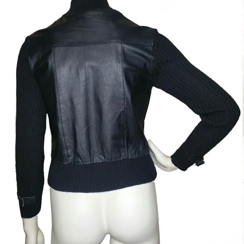 Frost Leather Jacket with Wool Sweater Size M - Picture 2 of 4